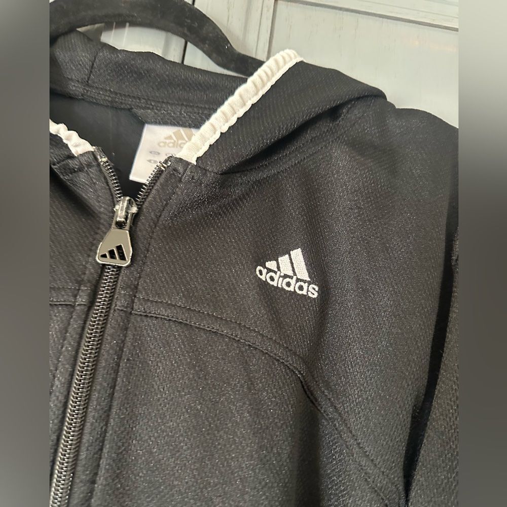 RARE! Adidas Black and White Cropped Jacket Ruffled Edges S - Picture 3 of 6